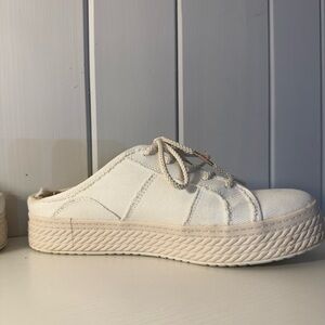 Women's Cream Canvas Mules